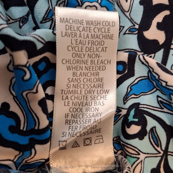 Y2k Max Studio Racing Blue Side Stripe Blue Floral Handkerchief Maxi Dress M - Picture 10 of 12